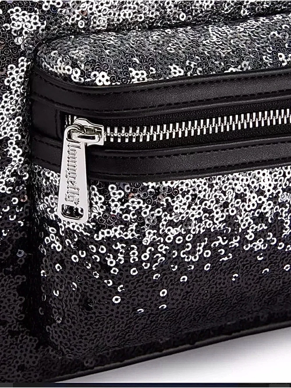 NEW Hong Kong Disney New Years Eve Loungefly Backpack Ombré Silver Black Sequins